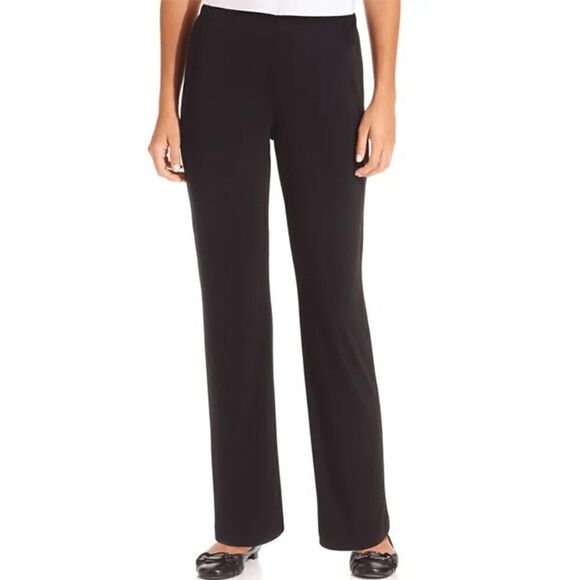 NY Collection Women's Black Petite Pull-On Straight-Leg Pants PS - Picture 1 of 5